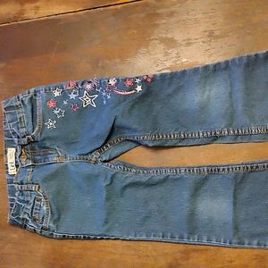 L.e.i. Gabby Lowrise, girls size 6X blue with embroidery